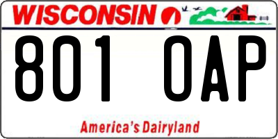 WI license plate 801OAP
