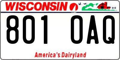 WI license plate 801OAQ