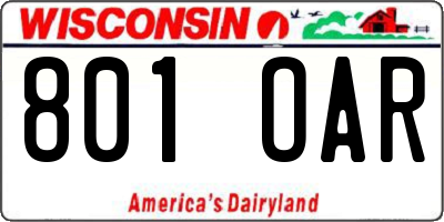 WI license plate 801OAR