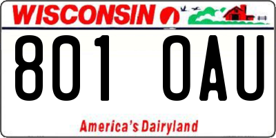 WI license plate 801OAU