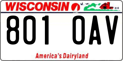 WI license plate 801OAV