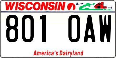 WI license plate 801OAW
