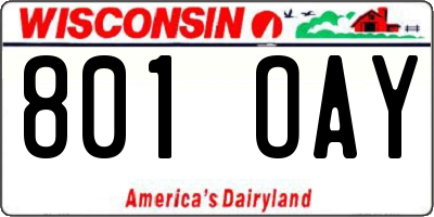 WI license plate 801OAY