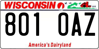 WI license plate 801OAZ