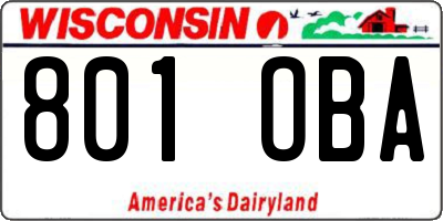 WI license plate 801OBA