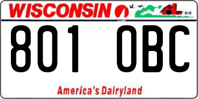 WI license plate 801OBC