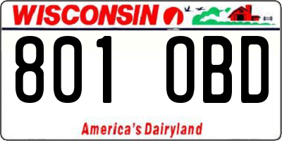 WI license plate 801OBD