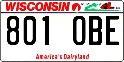 WI license plate 801OBE