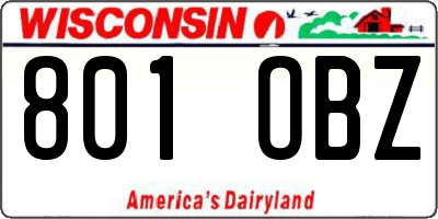WI license plate 801OBZ