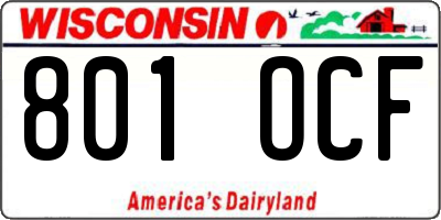 WI license plate 801OCF