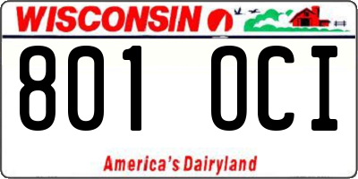 WI license plate 801OCI