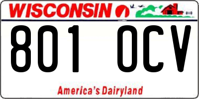 WI license plate 801OCV