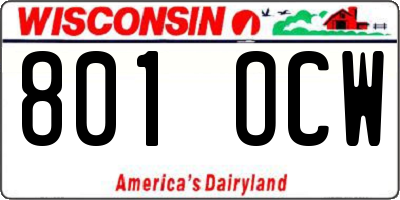 WI license plate 801OCW