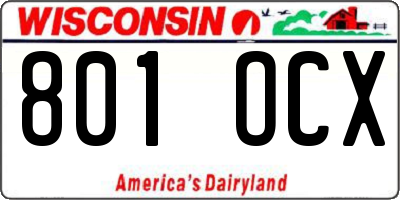 WI license plate 801OCX