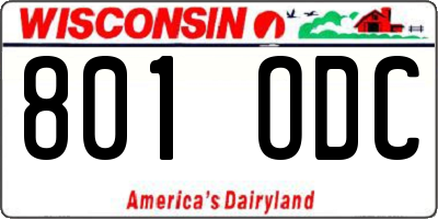 WI license plate 801ODC