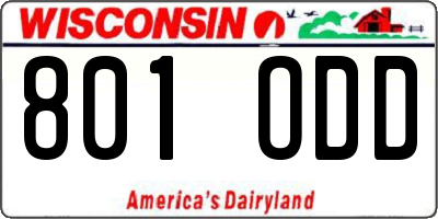 WI license plate 801ODD