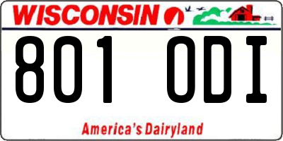 WI license plate 801ODI