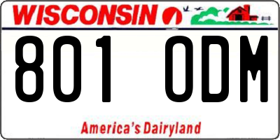WI license plate 801ODM