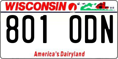 WI license plate 801ODN