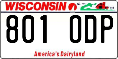 WI license plate 801ODP