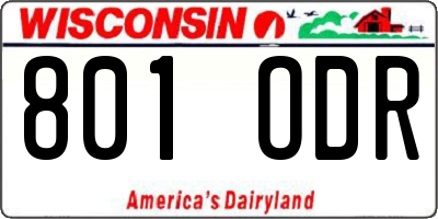 WI license plate 801ODR