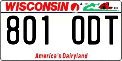 WI license plate 801ODT