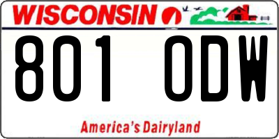 WI license plate 801ODW
