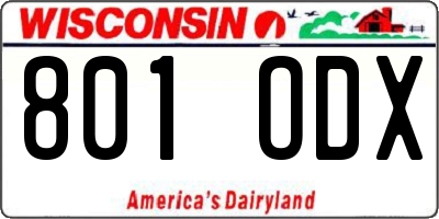 WI license plate 801ODX