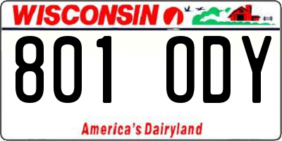 WI license plate 801ODY