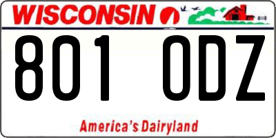 WI license plate 801ODZ