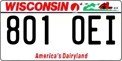 WI license plate 801OEI