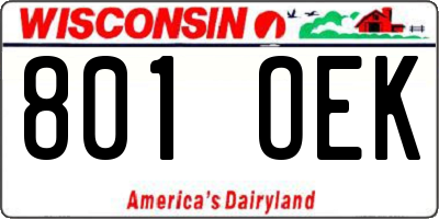 WI license plate 801OEK