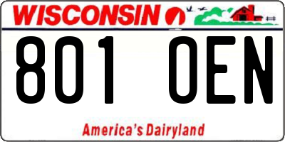 WI license plate 801OEN
