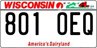 WI license plate 801OEQ