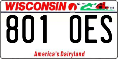 WI license plate 801OES
