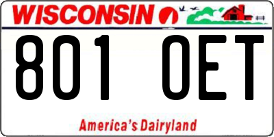 WI license plate 801OET