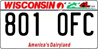 WI license plate 801OFC