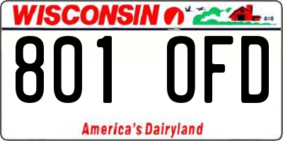 WI license plate 801OFD