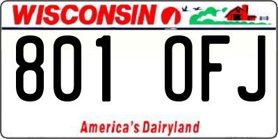WI license plate 801OFJ