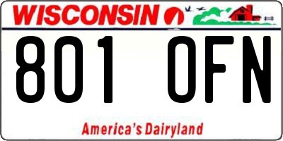 WI license plate 801OFN