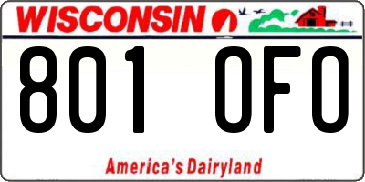 WI license plate 801OFO