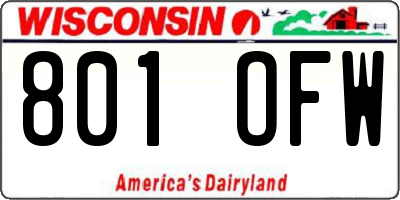 WI license plate 801OFW