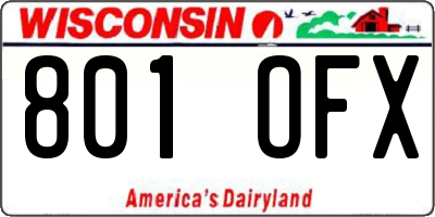 WI license plate 801OFX