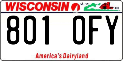 WI license plate 801OFY