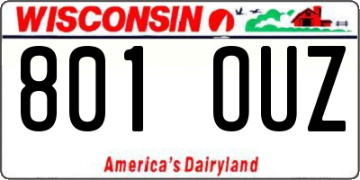 WI license plate 801OUZ