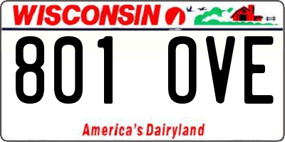 WI license plate 801OVE