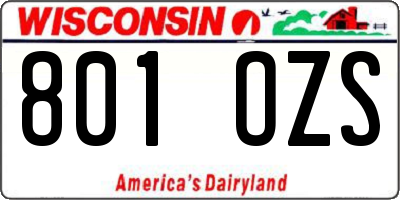 WI license plate 801OZS