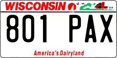 WI license plate 801PAX