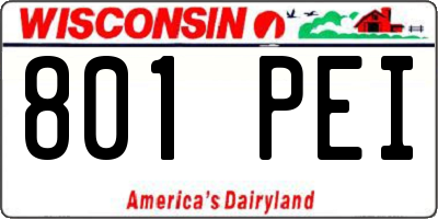 WI license plate 801PEI