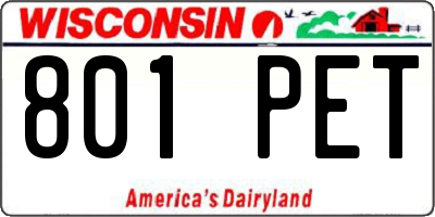 WI license plate 801PET